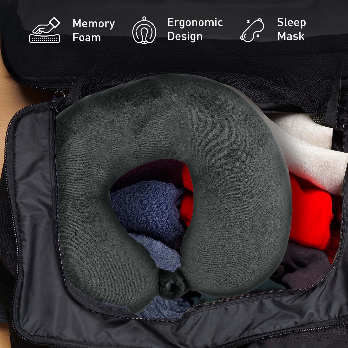 HydroTunes Travel Comfort & Entertainment Bundle – 2-in-1 Water Bottle Speaker & Memory Foam Travel Pillow with Sleep Mask