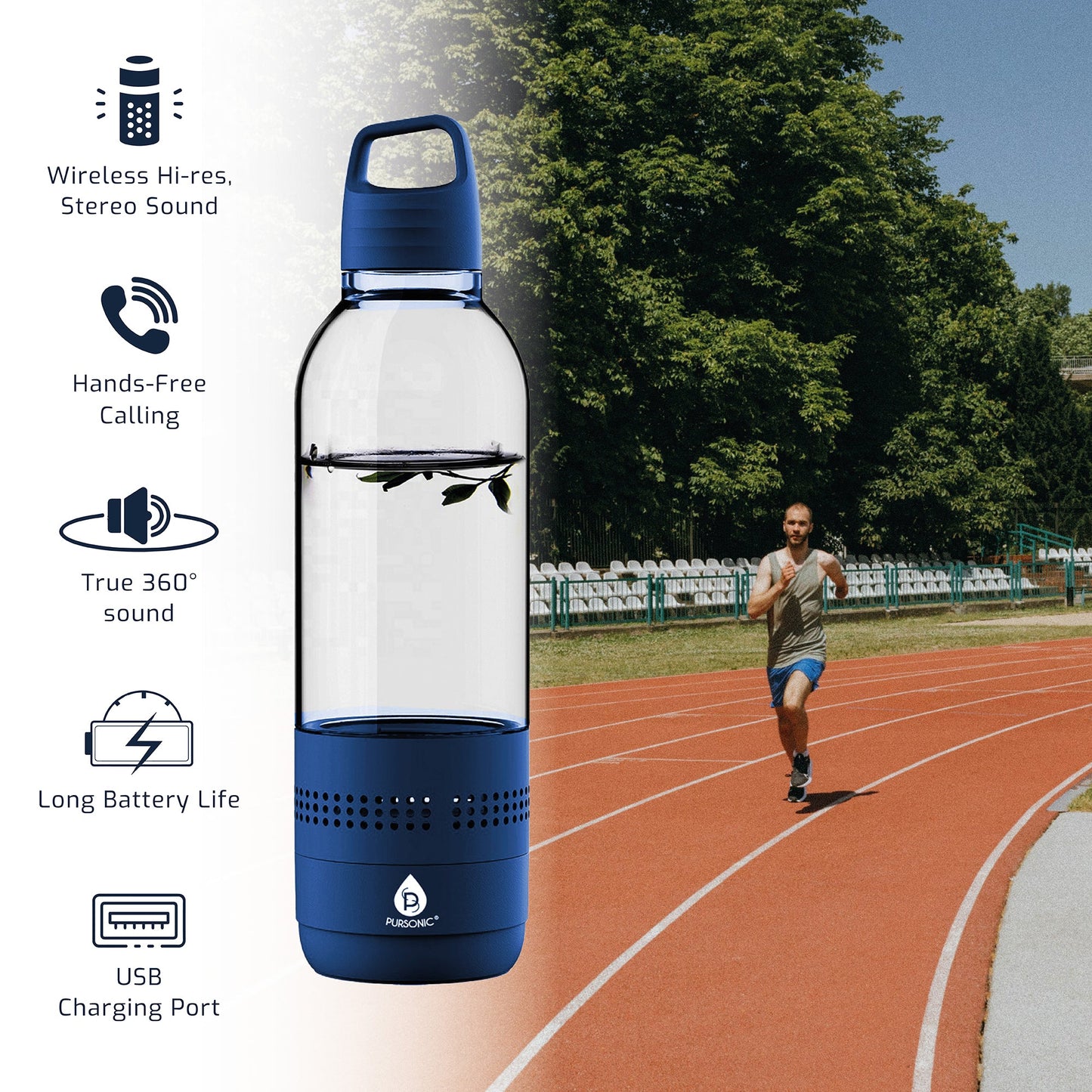HydroTune - Water Bottle with Built-in Bluetooth Speaker